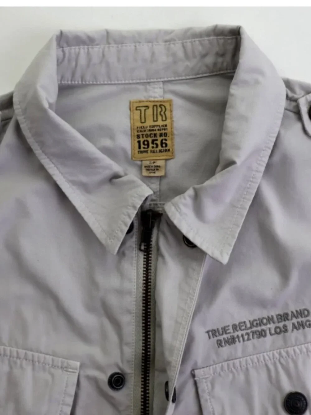 True Religion Field Supplier Stock N0. 1956 Poplin Jacket Men's Size S Cool Grey